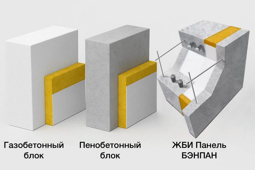 ЖБИ-панели, газоблок, пеноблок - сравнение