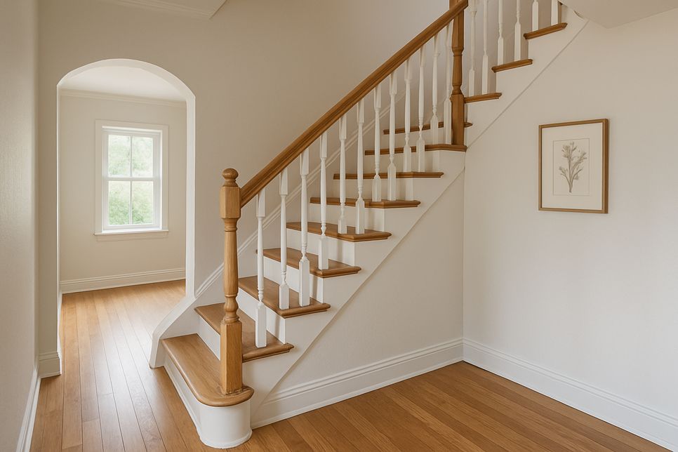 Деревянная лестница на второй этаж в частном доме