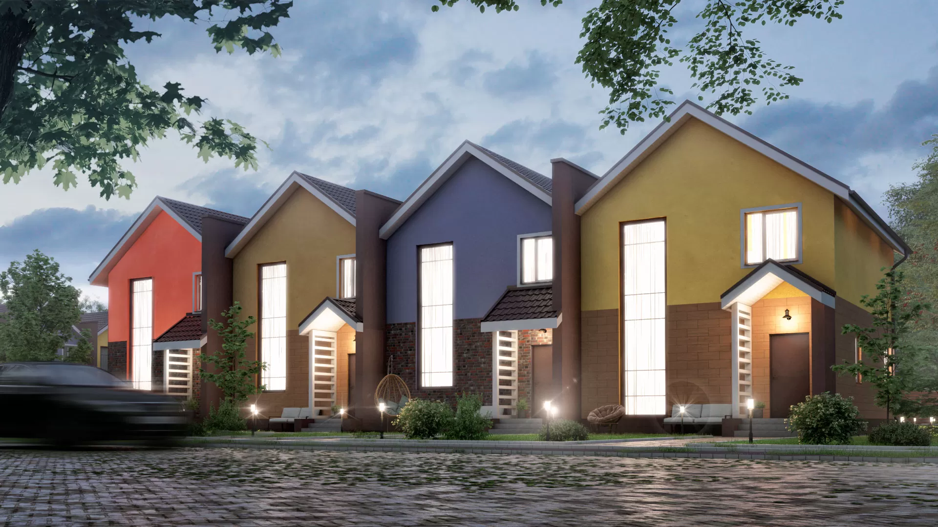 Натурное фото двухэтажный многоквартирный дом для 4 семей, проект МС-425