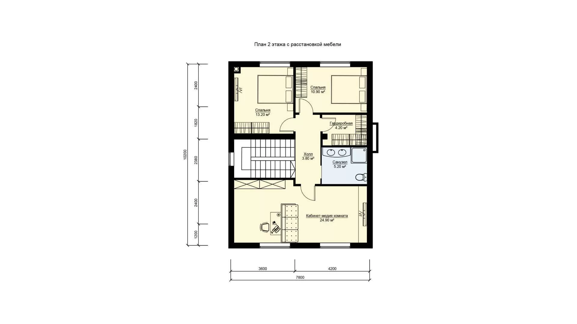 План 2 этажа двухэтажный дом в классическом стиле с террасой, бп-226