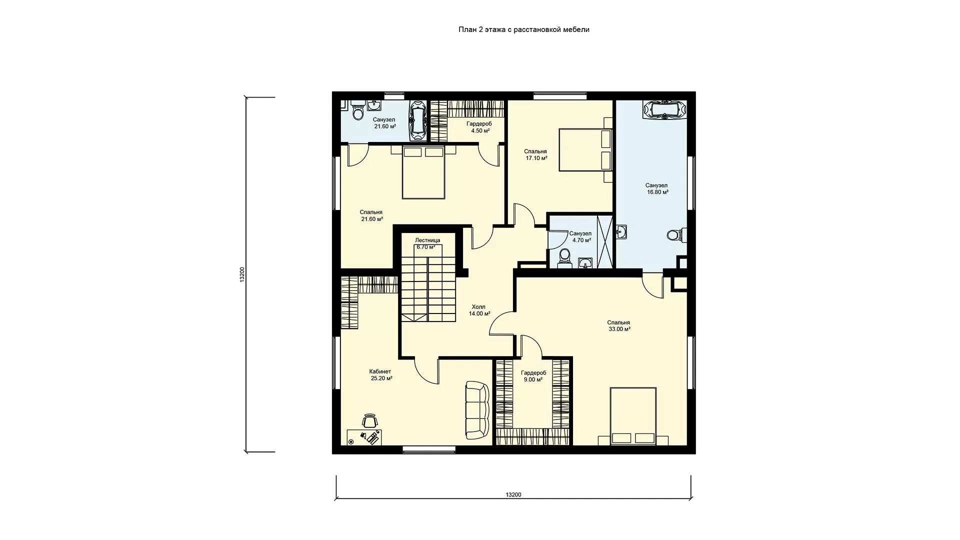 План второго этажа дом на две семьи с двумя входами, проект БП-320
