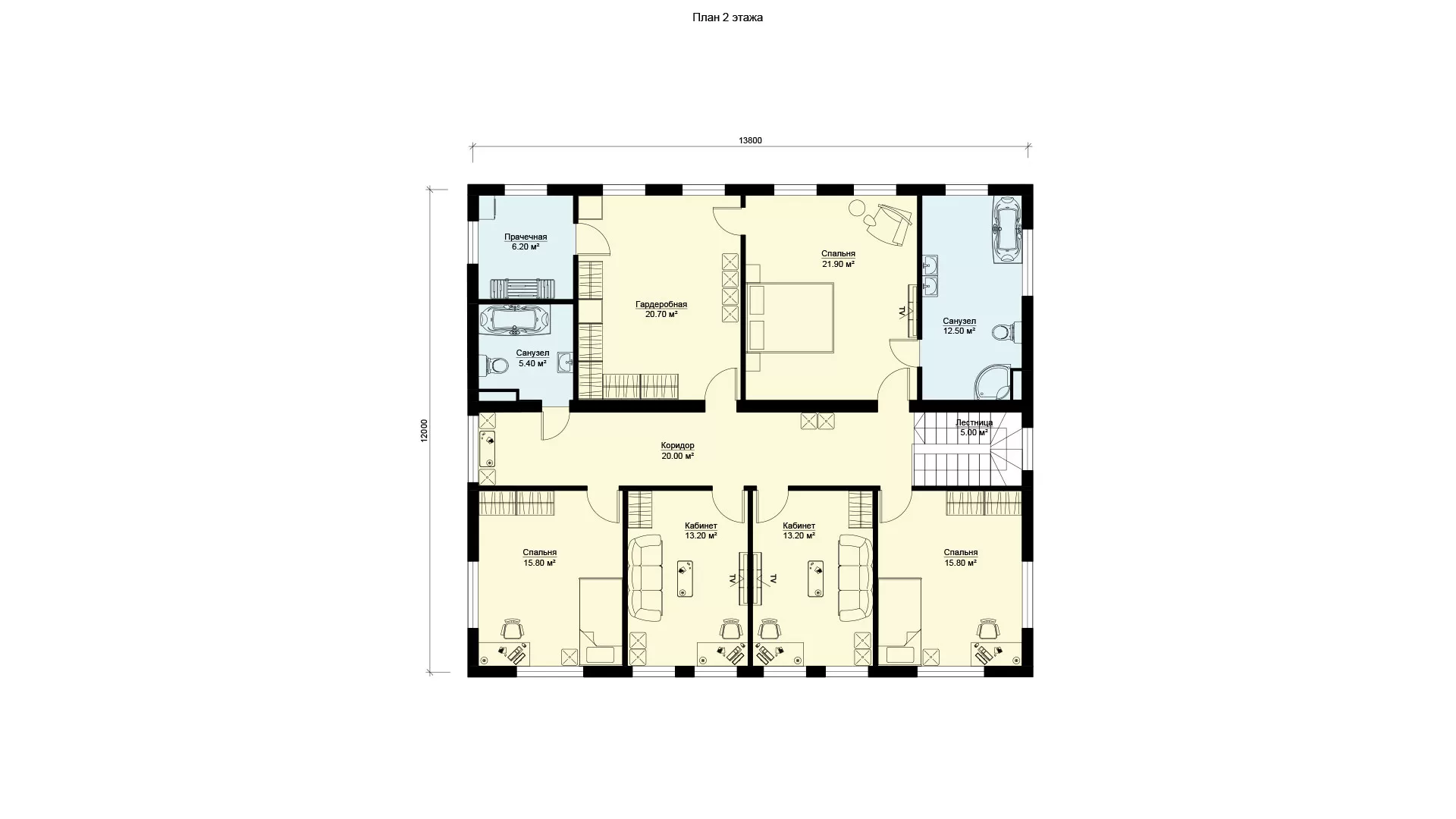 План второго этажа дома с панорамным остеклением БЭНПАН БП-347