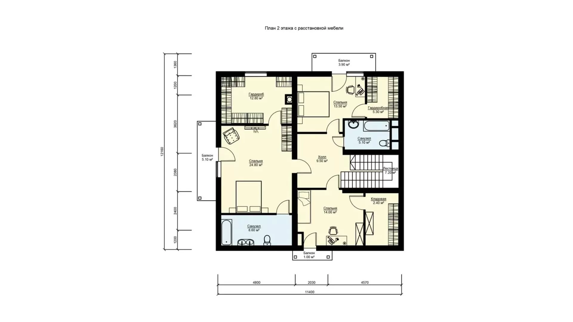План второго этажа загородный дом в классическом стиле БЭНПАН БП-333